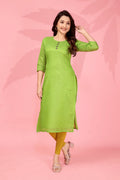 Jyoti Fashion Women's Parrot Green Kanchi Cotton Lining Zari Woven Designer Kurti Only | Grocsy