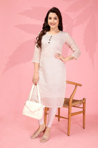 Jyoti Fashion Women's White Kanchi Cotton Lining Zari Woven Designer Kurti Only | Grocsy