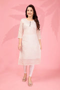 Jyoti Fashion Women's White Kanchi Cotton Lining Zari Woven Designer Kurti Only | Grocsy