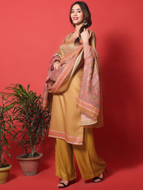 Jyoti Fashion Women's Gold Yellow Cotton Digital Printed Festive Wear Designer Straight Suit Set | Grocsy