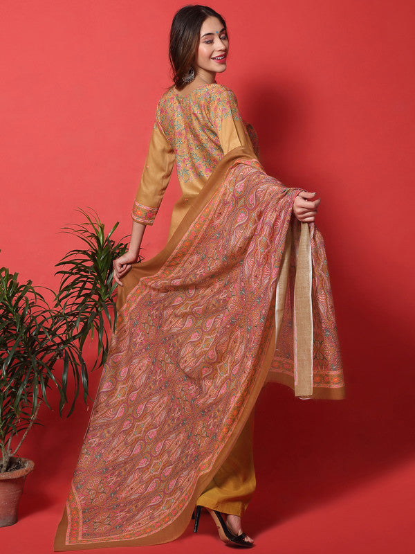 Jyoti Fashion Women's Gold Yellow Cotton Digital Printed Festive Wear Designer Straight Suit Set | Grocsy