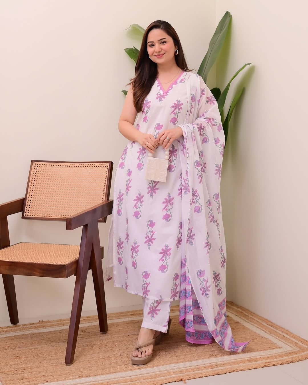 Jyoti Fashion Women's Purple Rayon Slub Floral Printed Designer Kurta Set with Dupatta | Grocsy
