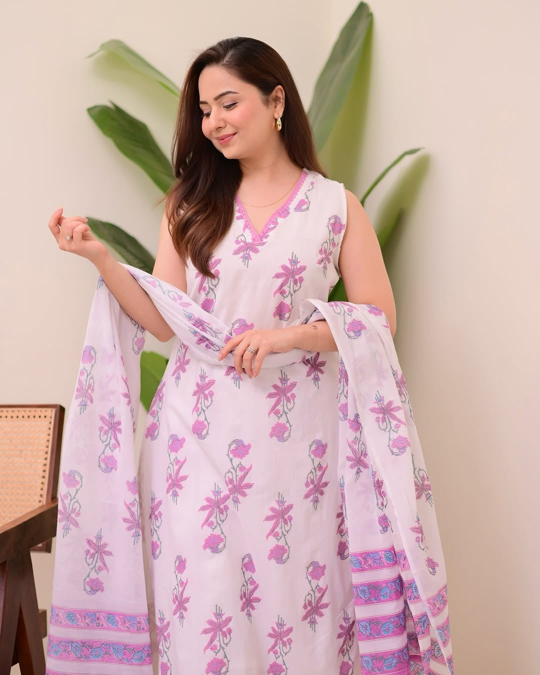 Jyoti Fashion Women's Purple Rayon Slub Floral Printed Designer Kurta Set with Dupatta | Grocsy
