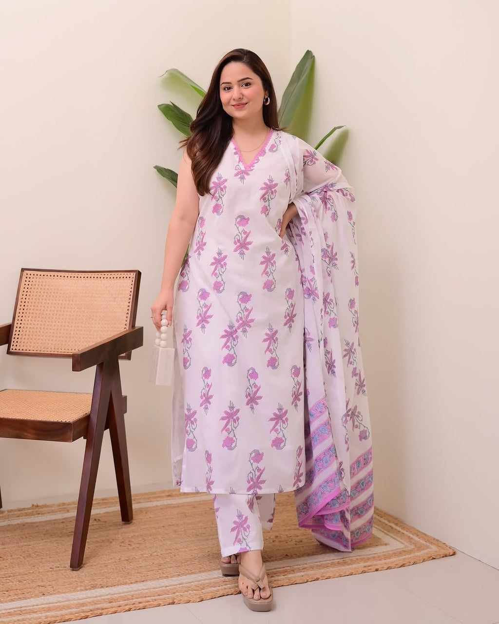 Jyoti Fashion Women's Purple Rayon Slub Floral Printed Designer Kurta Set with Dupatta | Grocsy