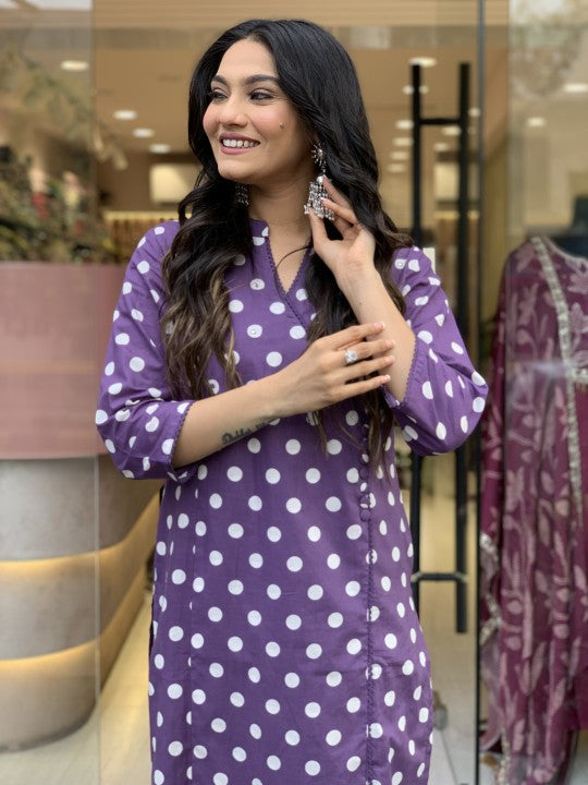 Jyoti Fashion Women's Purple Rayon Slub Printed Designer Kurta Set with Dupatta | Grocsy