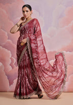 Jyoti Fashion Women's Coffee Sequence with Zari Codding Georgette Saree with Blouse | Grocsy