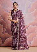 Jyoti Fashion Women's Wine Sequence with Zari Codding Georgette Saree with Blouse | Grocsy