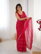 Jyoti Fashion Women's Pink Soft Sitara Embroidered Designer Saree with Blouse | Grocsy