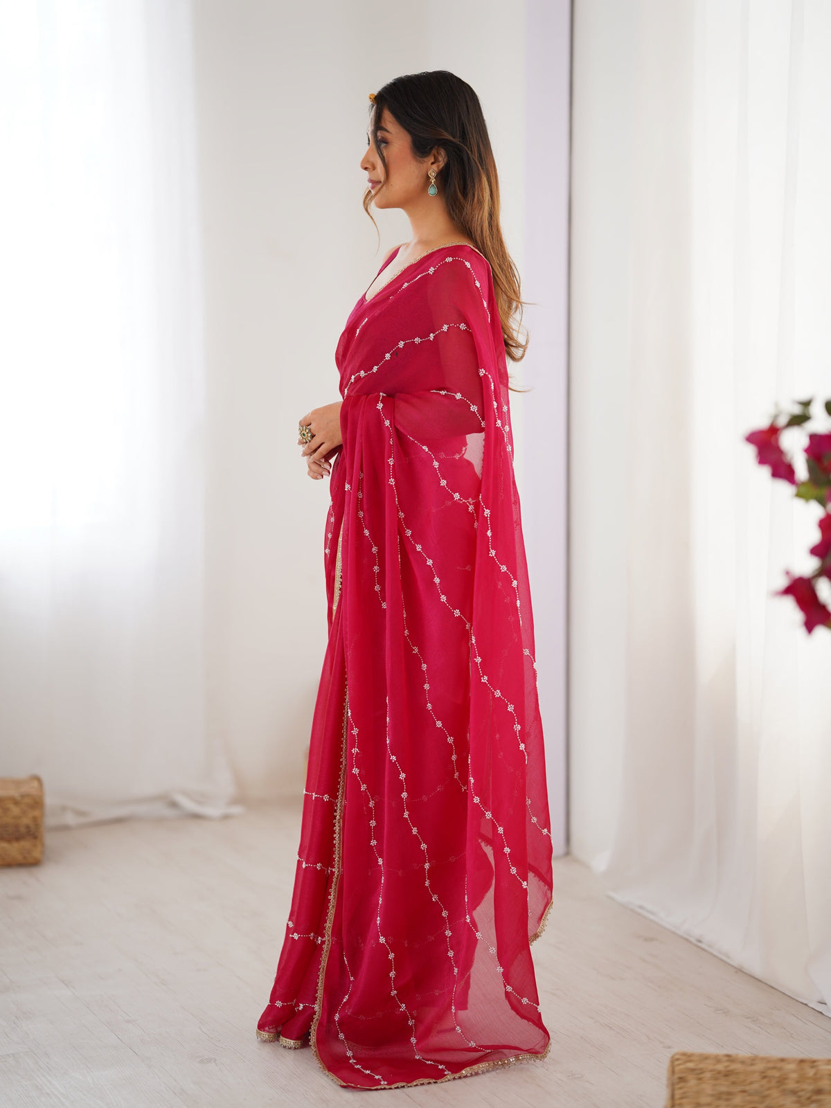 Jyoti Fashion Women's Pink Soft Sitara Embroidered Designer Saree with Blouse | Grocsy