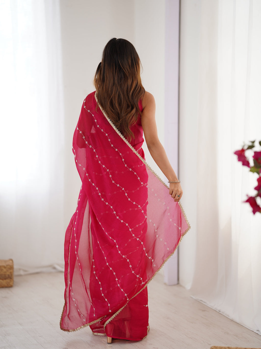 Jyoti Fashion Women's Pink Soft Sitara Embroidered Designer Saree with Blouse | Grocsy