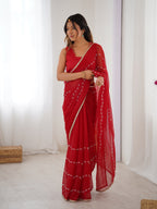 Jyoti Fashion Women's Maroon Soft Sitara Embroidered Designer Saree with Blouse | Grocsy