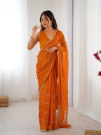 Jyoti Fashion Women's Mustard Soft Sitara Embroidered Designer Saree with Blouse | Grocsy