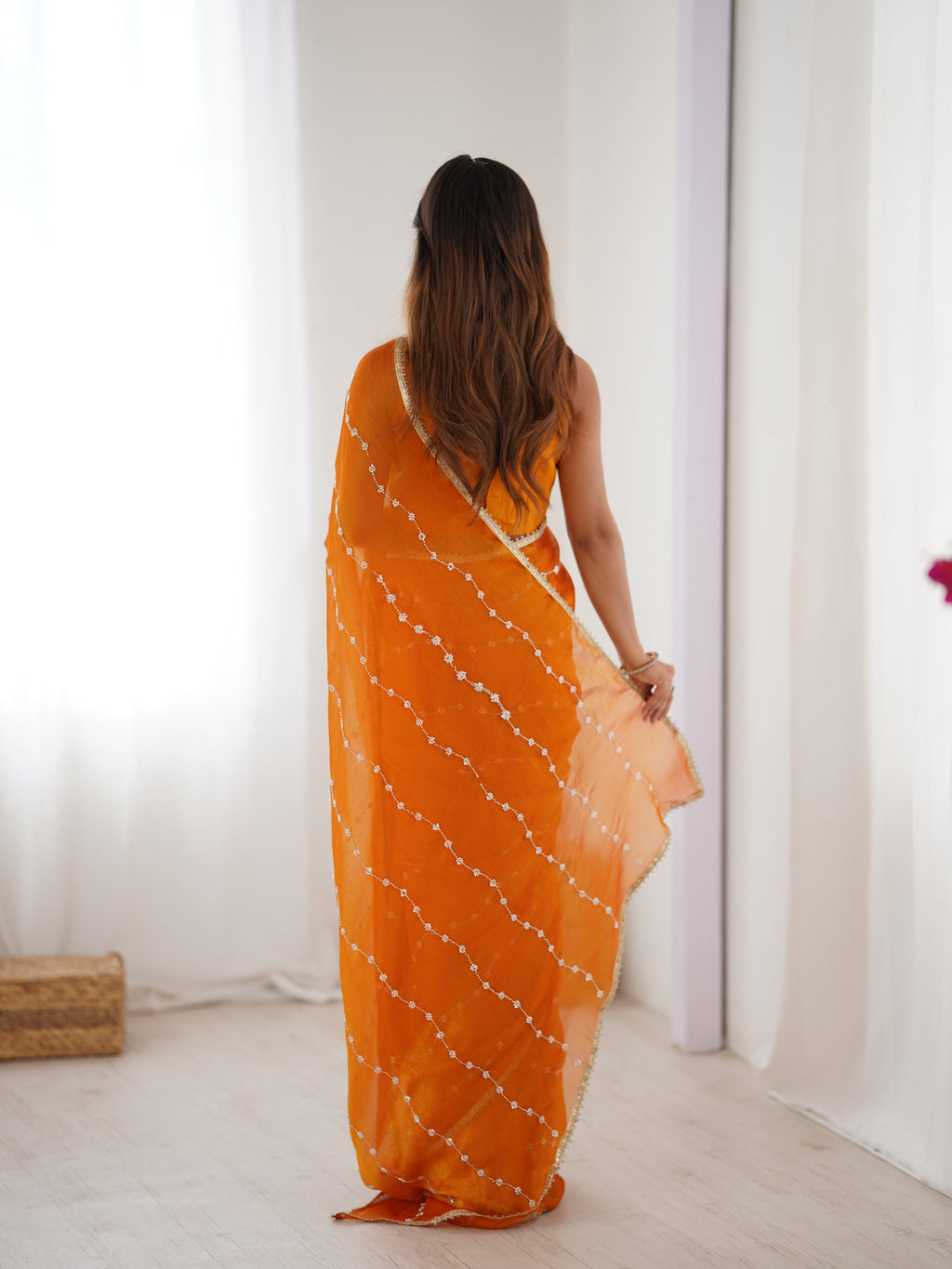 Jyoti Fashion Women's Mustard Soft Sitara Embroidered Designer Saree with Blouse | Grocsy