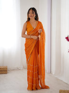 Jyoti Fashion Women's Mustard Soft Sitara Embroidered Designer Saree with Blouse | Grocsy