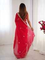 Jyoti Fashion Women's Pink Fandy Silk Embroidered Designer Saree with Blouse | Grocsy