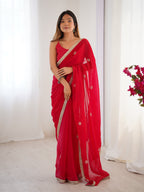 Jyoti Fashion Women's Pink Fandy Silk Embroidered Designer Saree with Blouse | Grocsy