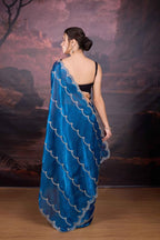 Jyoti Fashion Women's Blue Jimmy Choo Embroidered Designer Saree with Blouse | Grocsy