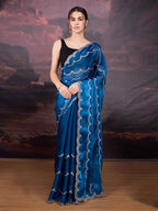 Jyoti Fashion Women's Blue Jimmy Choo Embroidered Designer Saree with Blouse | Grocsy
