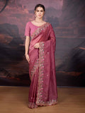 Jyoti Fashion Women's Pink Art Silk Sequins Embroidered Designer Saree with Blouse | Grocsy