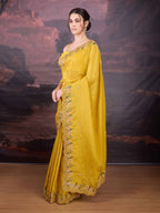 Jyoti Fashion Women's Yellow Art Silk Sequins Embroidered Designer Saree with Blouse | Grocsy
