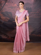 Jyoti Fashion Women's Baby Pink Jimmy Choo Sequins Embroidered Designer Saree with Blouse | Grocsy