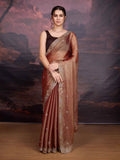 Jyoti Fashion Women's Brown Jimmy Choo Embroidered Siroski Designer Saree with Blouse | Grocsy
