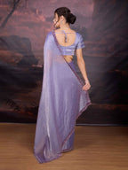Jyoti Fashion Women's Light Purple Jimmy Choo Heavy Beads Work Designer Saree with Blouse | Grocsy
