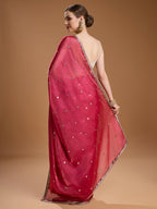 Jyoti Fashion Women's Gajri Red Jimmy Choo Sequins Embroidered Designer Saree with Blouse | Grocsy