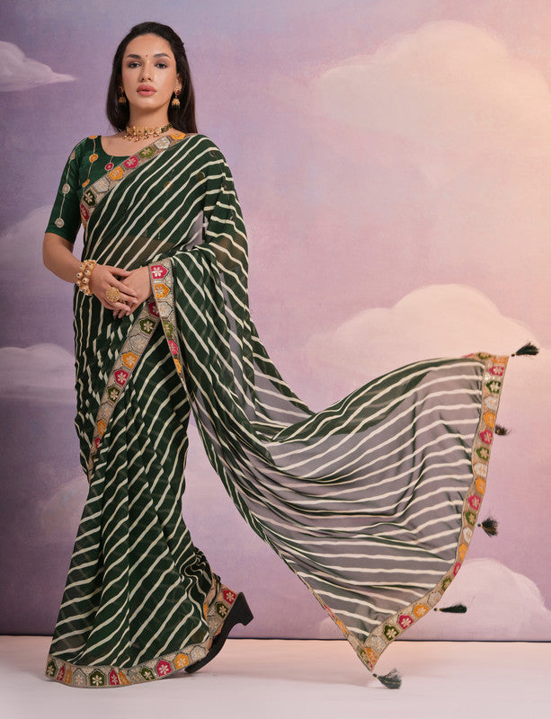 Jyoti Fashion Women's Green Coding Sequence Georgette Saree with Blouse | Grocsy
