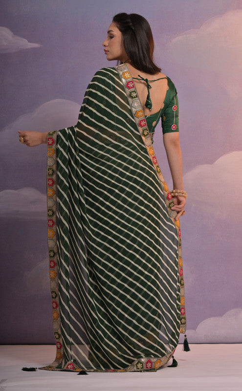 Jyoti Fashion Women's Green Coding Sequence Georgette Saree with Blouse | Grocsy