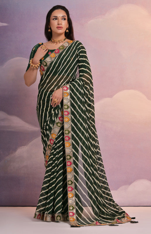 Jyoti Fashion Women's Green Coding Sequence Georgette Saree with Blouse | Grocsy