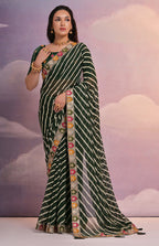 Jyoti Fashion Women's Green Coding Sequence Georgette Saree with Blouse | Grocsy