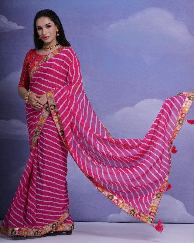 Jyoti Fashion Women's Rani Coding Sequence Georgette Saree with Blouse | Grocsy