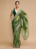Jyoti Fashion Women's Mehendi Art Silk Sequins Embroidered Designer Saree with Blouse | Grocsy