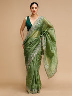 Jyoti Fashion Women's Mehendi Art Silk Sequins Embroidered Designer Saree with Blouse | Grocsy