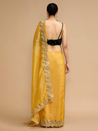 Jyoti Fashion Women's Yellow Art Silk Sequins Embroidered Designer Saree with Blouse | Grocsy