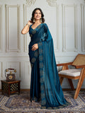 Jyoti Fashion Women's Morpich Fandy Satin Handwork Designer Saree with Blouse | Grocsy