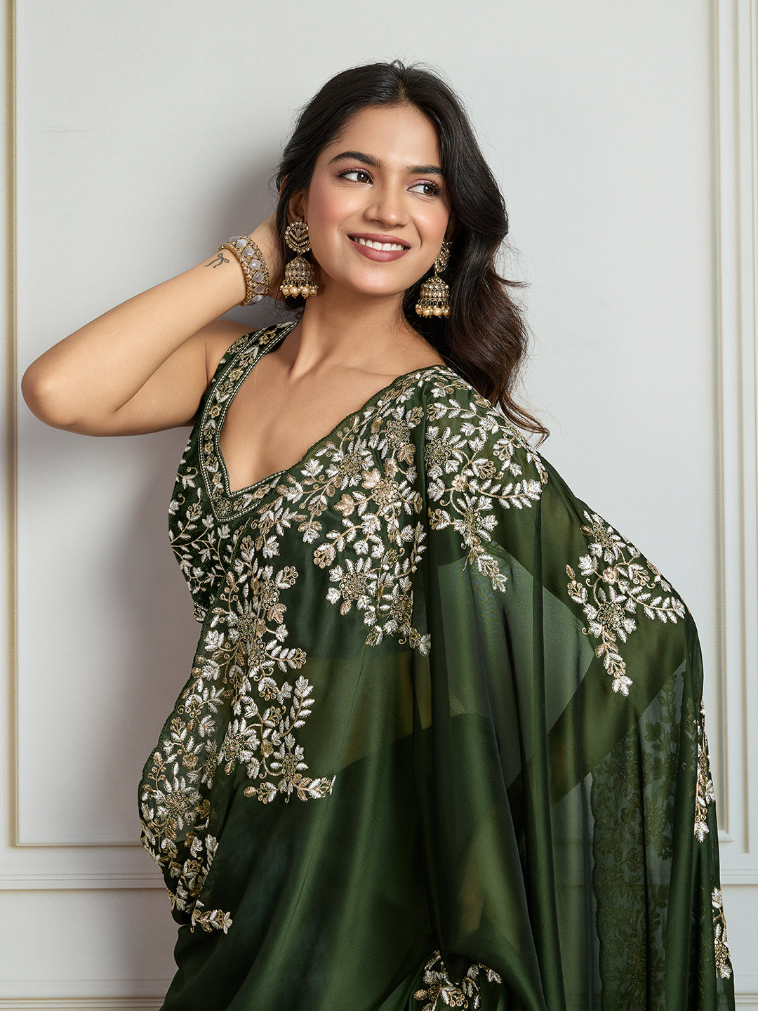 Jyoti Fashion Women's Green Rangoli Silk Embroidered Designer Saree with Blouse | Grocsy