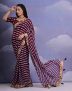 Jyoti Fashion Women's Wine Coding Sequence Georgette Saree with Blouse | Grocsy
