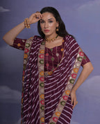 Jyoti Fashion Women's Wine Coding Sequence Georgette Saree with Blouse | Grocsy