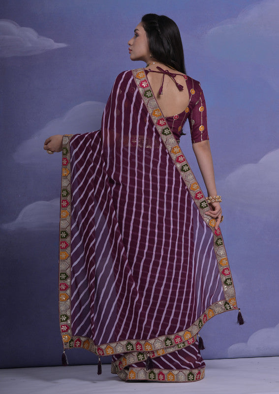 Jyoti Fashion Women's Wine Coding Sequence Georgette Saree with Blouse | Grocsy
