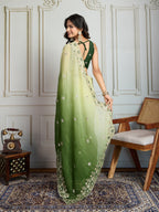 Jyoti Fashion Women's Green Soft Crush Embroidered Designer Saree with Blouse | Grocsy