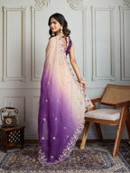 Jyoti Fashion Women's Purple Soft Crush Embroidered Designer Saree with Blouse | Grocsy