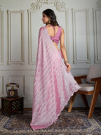 Jyoti Fashion Women's Pink Chiffon Silk Sequins Designer Saree with Blouse | Grocsy