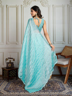Jyoti Fashion Women's Sky Blue Chiffon Silk Sequins Designer Saree with Blouse | Grocsy