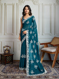 Jyoti Fashion Women's Morpich Semi Georgette Embroidered Designer Saree with Blouse | Grocsy