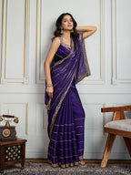 Jyoti Fashion Women's Purple Jimmy Choo Sequins Designer Saree with Blouse | Grocsy