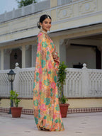Jyoti Fashion Women's Multicolor Chinon Digital Print with Mirror Saree with Blouse | Grocsy