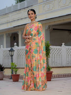 Jyoti Fashion Women's Multicolor Chinon Digital Print with Mirror Saree with Blouse | Grocsy