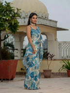 Jyoti Fashion Morpich Chinon Digital Print with Mirror Saree with Blouse | Grocsy